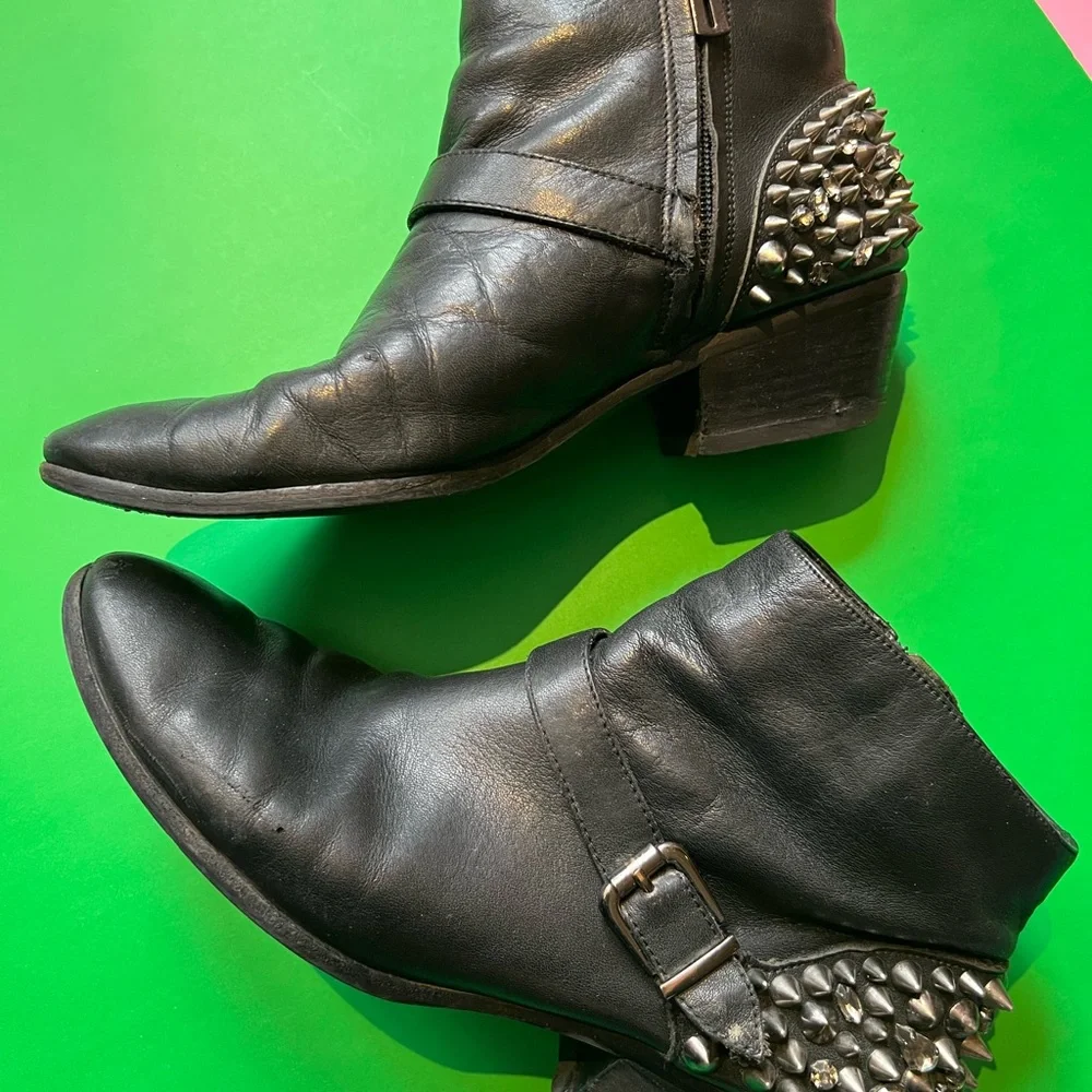 Sam Edelman Black Studded Ankle Boots - Picture 9 of 11